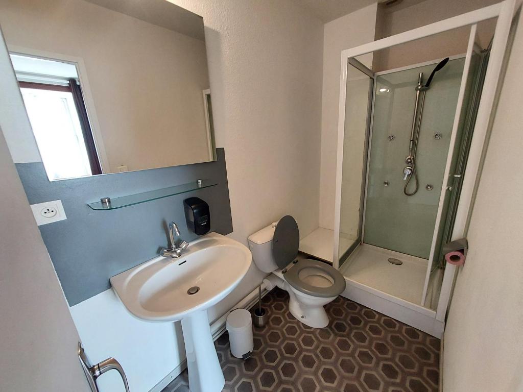 Koupelna v ubytování Hôtel le Comtois