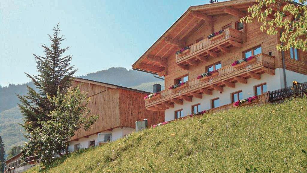 a large building on top of a hill at Unterholzhof in Piesendorf