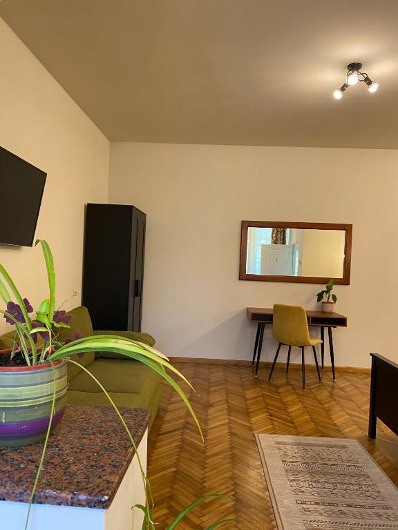 Una televisión o centro de entretenimiento en Boutique Rooms with Parking