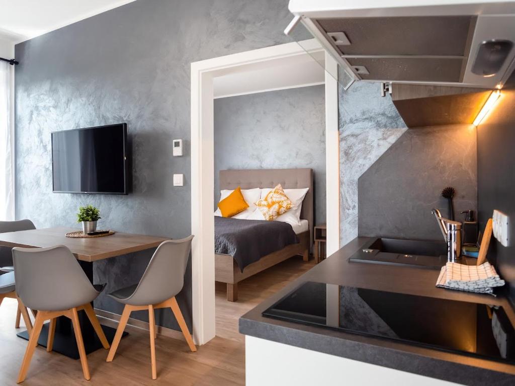 TV a/nebo společenská místnost v ubytování Wellness Apartmány Panorama