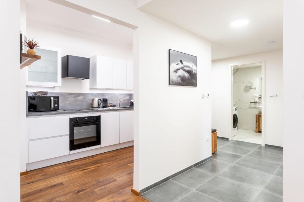 Kuchyň nebo kuchyňský kout v ubytování Apartmány Resort Vrchlabí