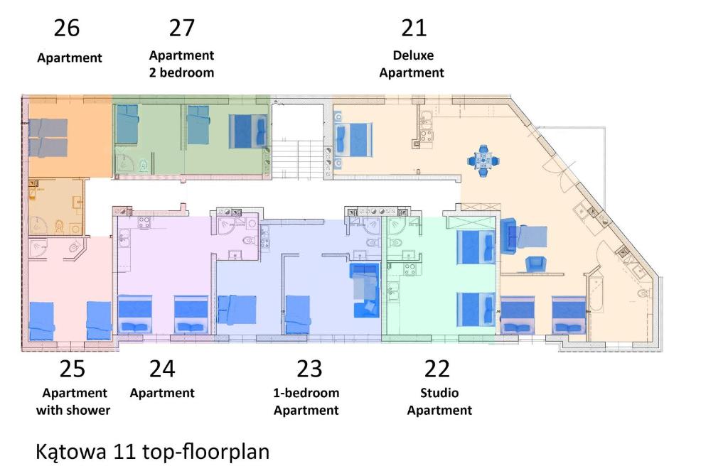 クラクフにあるStation Apartments Katowa 11の床地形図