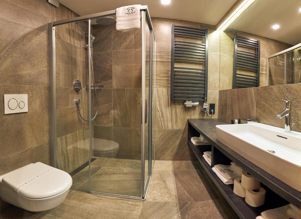 Koupelna v ubytování Resort Sněžné AMANITA