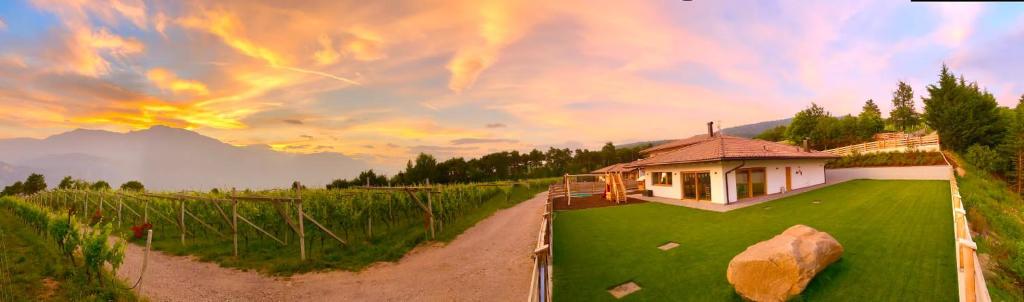 a house in the middle of a field of grass at Agritur Maso Librar in Trento