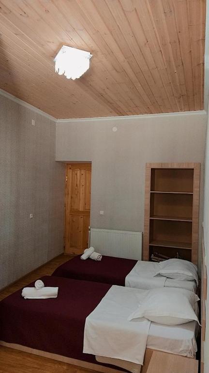 Postel nebo postele na pokoji v ubytování Teo Guesthouse and Camping in Mestia