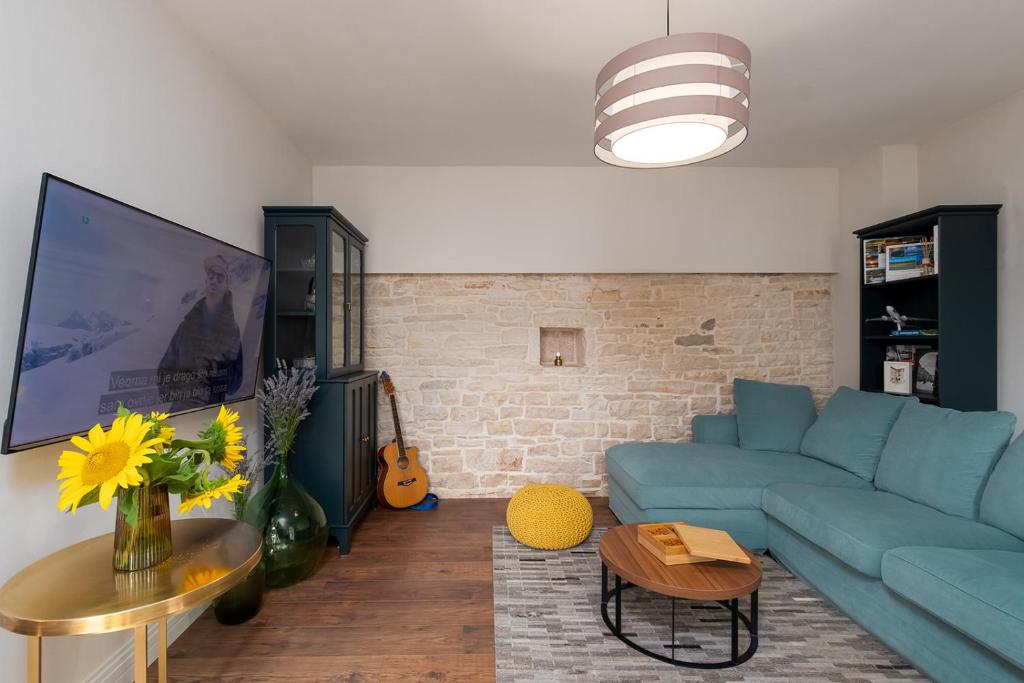 TV a/nebo společenská místnost v ubytování Boutique house Istria with pool and fireplace