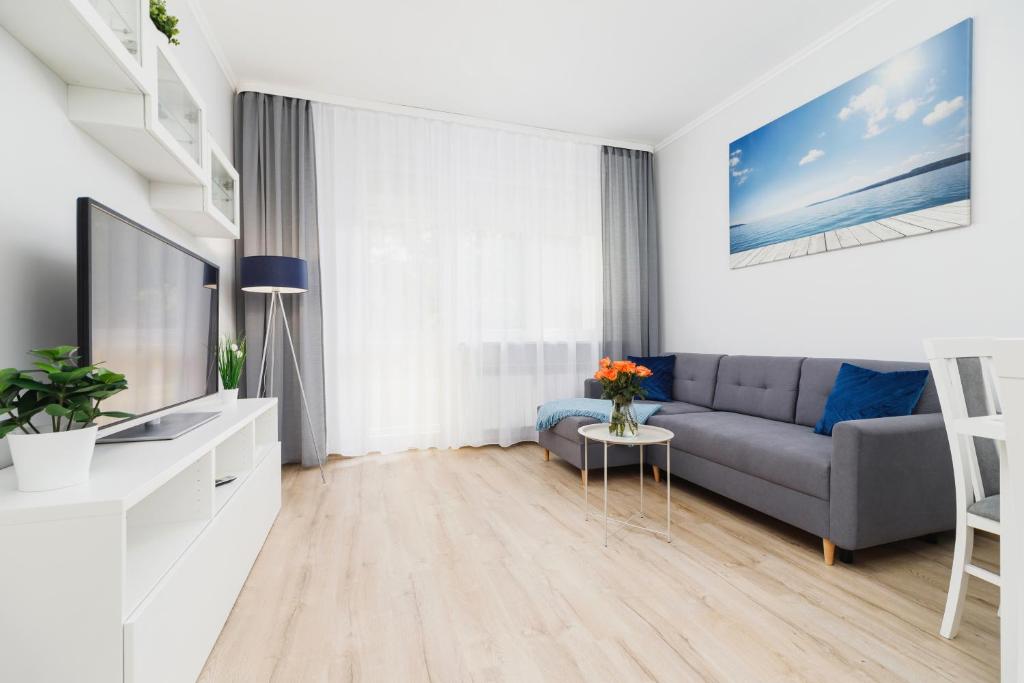 Televízia a/alebo spoločenská miestnosť v ubytovaní Apartment Smoluchowskiego Cracow by Noclegi Renters