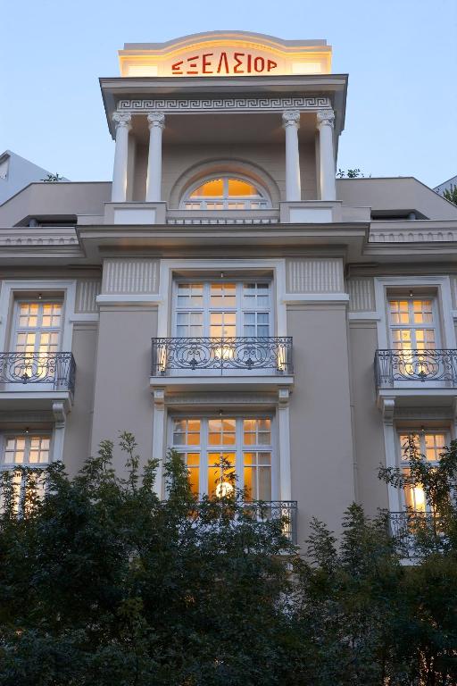 a building with a sign on top of it at The Excelsior - Small Luxury Hotels of the World in Thessaloniki
