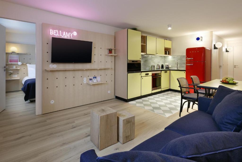 Kuchyň nebo kuchyňský kout v ubytování Appart'hôtel Bellamy Chamonix