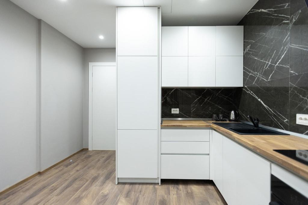 Kuchyň nebo kuchyňský kout v ubytování Habitat Hotel Tirana