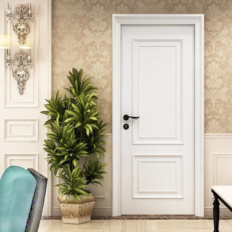 a white door in a room with a plant at Vazi Aparthotel in Tbilisi City