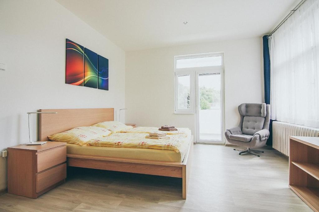 Letto o letti in una camera di Vila Šumná