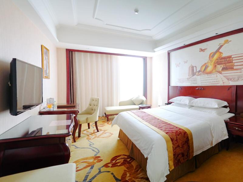 Xinyi的住宿－維也納國際酒店茂名信宜新尚路店，酒店客房设有一张大床和一台电视。