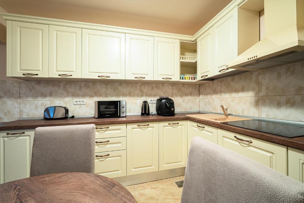 Kuchyň nebo kuchyňský kout v ubytování Apartament Hotel H