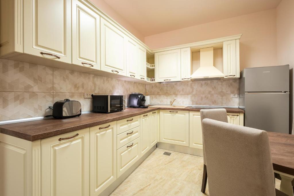 Kuchyň nebo kuchyňský kout v ubytování Apartament Hotel H