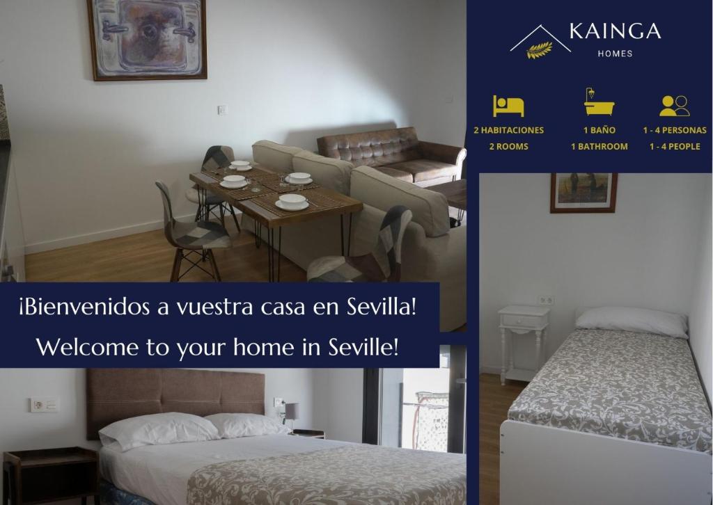 Posteľ alebo postele v izbe v ubytovaní Almona de Triana - Kainga Homes