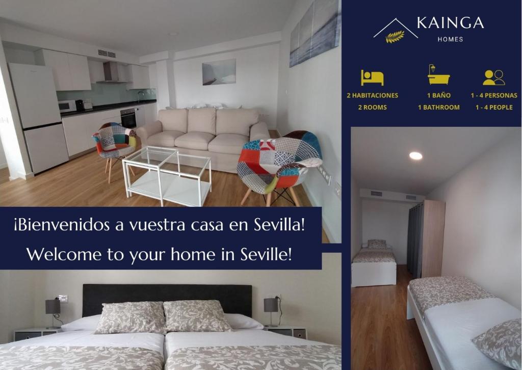 Posteľ alebo postele v izbe v ubytovaní Almona de Triana - Kainga Homes