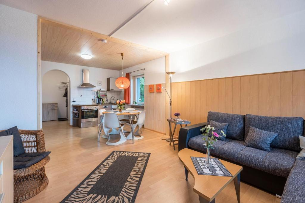 托特莫斯的住宿－Todtmoos Blick，客厅配有沙发和桌子