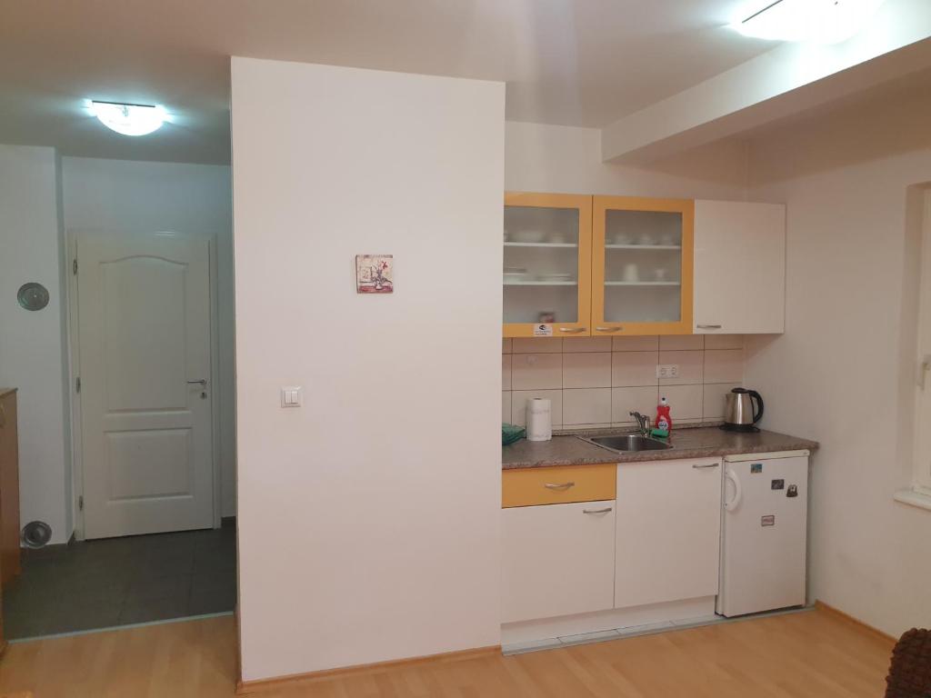 Kuchyň nebo kuchyňský kout v ubytování Apartments Kira