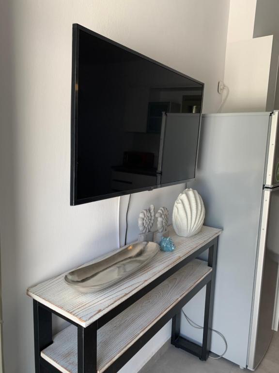 TV a/nebo společenská místnost v ubytování Chrisantakis appartments