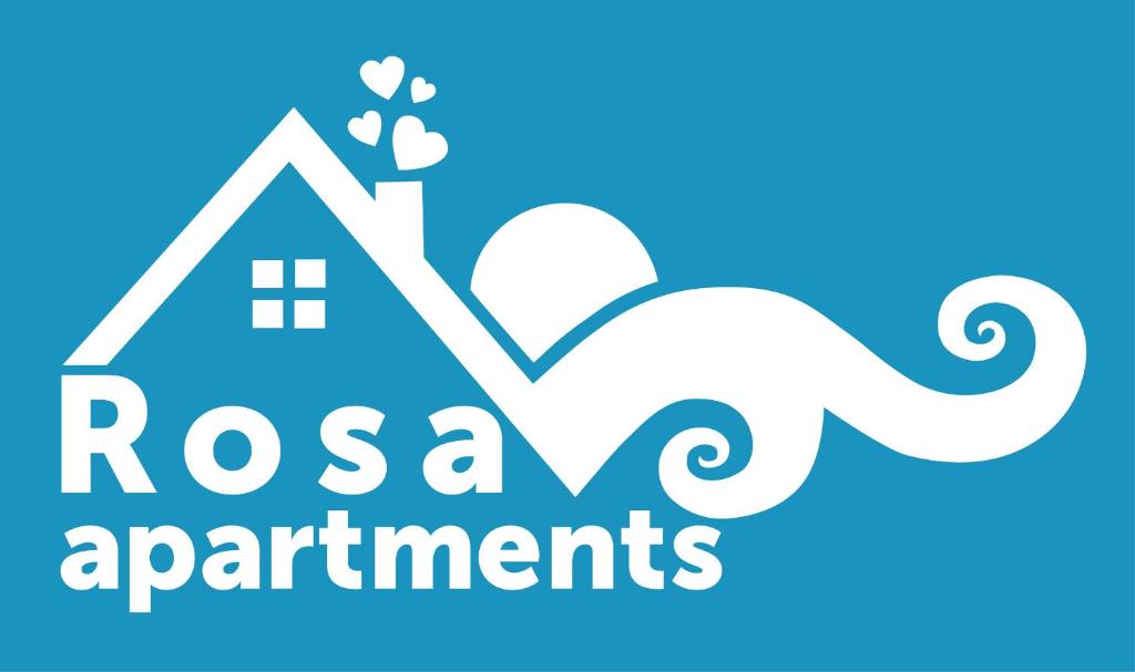 ein Logo für ein Haus und einen Berg mit den Worten Rettungswohnungen in der Unterkunft Rosa Apartments in Ist