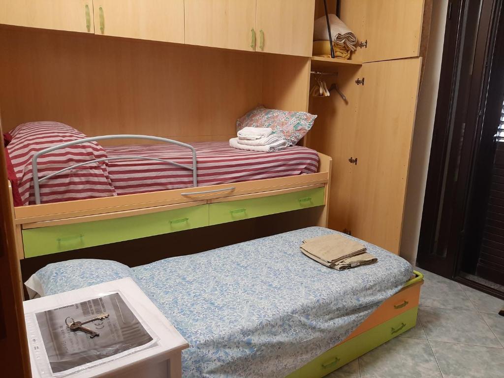 a room with two bunk beds in a room at B&B Is Pranus a Mari Casa Privata in Solanas