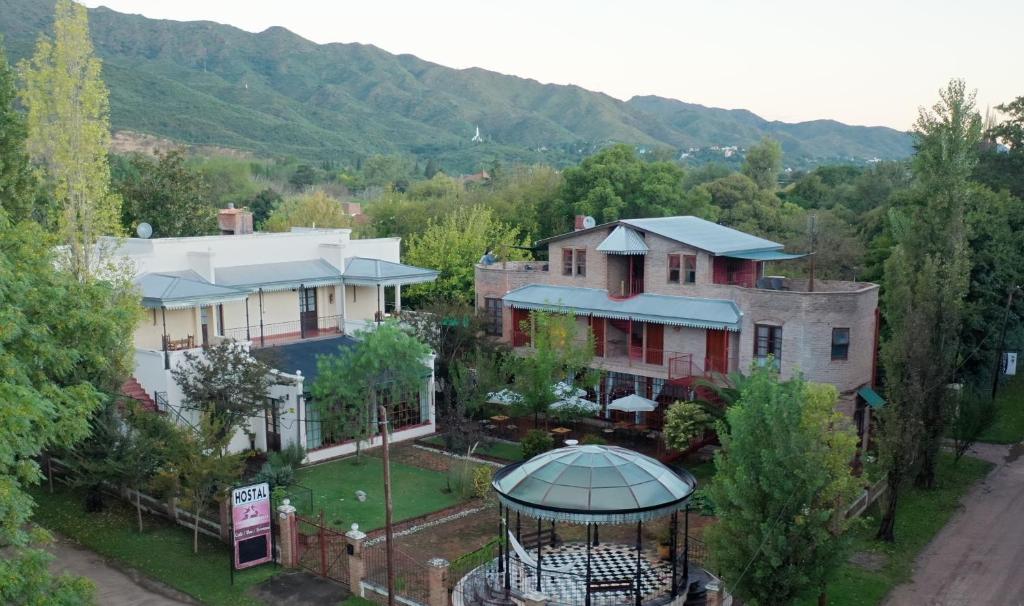 an aerial view of a house with a gazebo at Hostal Las Golondrinas in Bialet Massé