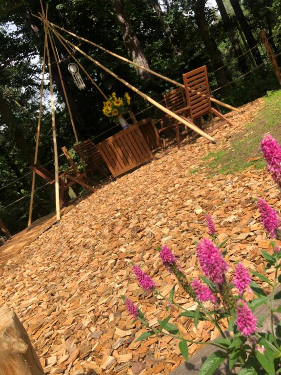 Aed väljaspool majutusasutust Glamping Nad Meandry