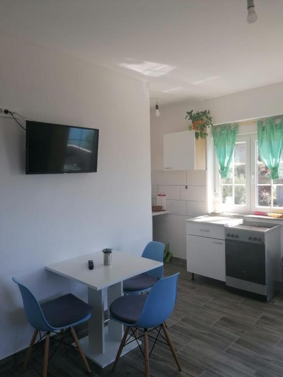 Kuchyň nebo kuchyňský kout v ubytování Apartments Luka