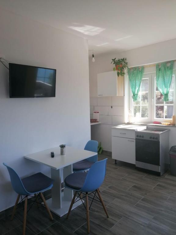 Kuchyň nebo kuchyňský kout v ubytování Apartments Luka