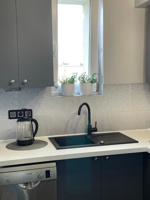Kuchyňa alebo kuchynka v ubytovaní Grey Gucci Apartment City Center