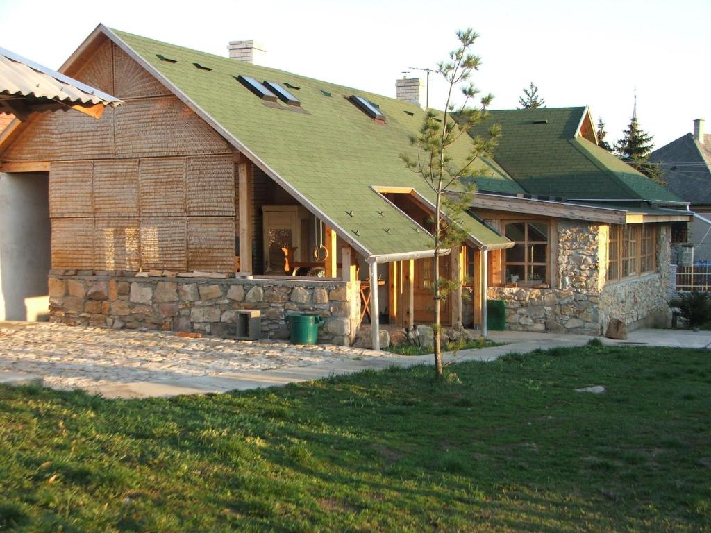 uma casa com um telhado verde em cima em BényeLak - Zöldorom kutya - és bababarát vendégház em Legyesbénye