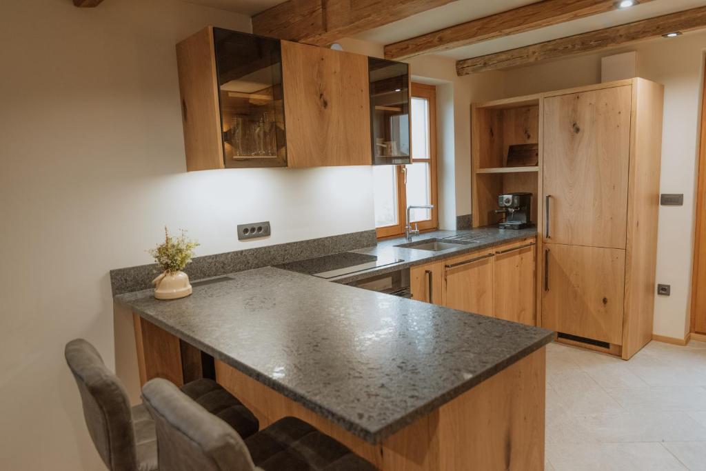 Kuchyň nebo kuchyňský kout v ubytování Cottage Planska koča