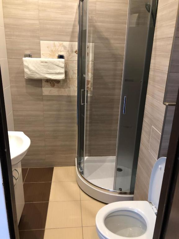 Koupelna v ubytování Hotel Piast