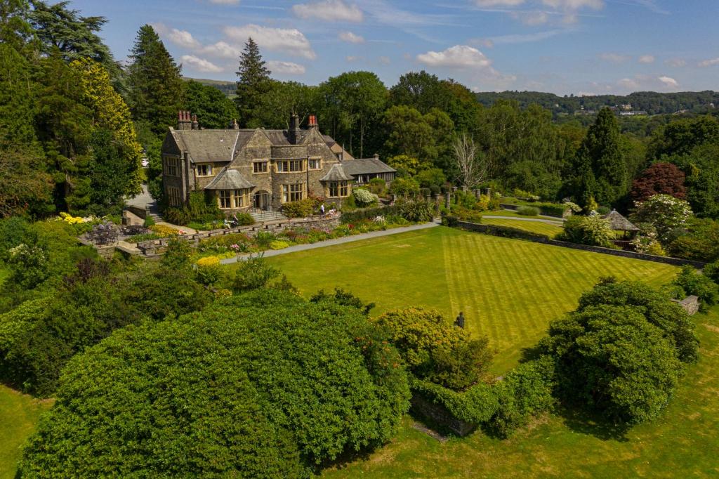 an aerial view of a house with a large yard at Cragwood Country House Hotel in Windermere