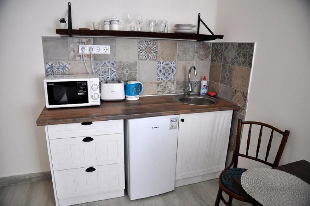 Kuchyň nebo kuchyňský kout v ubytování River Apartment
