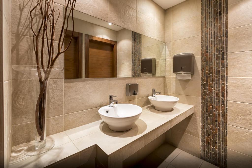 Koupelna v ubytování Hotel Plazaola