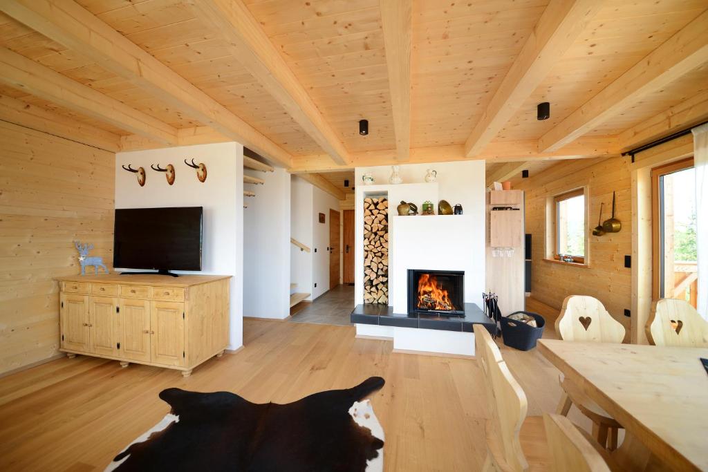 TV a/nebo společenská místnost v ubytování Almchalet Hüttenzauber