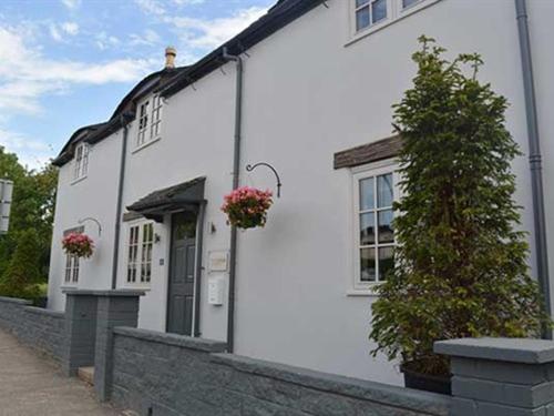 un edificio blanco con un árbol delante en The Cottage en Willington