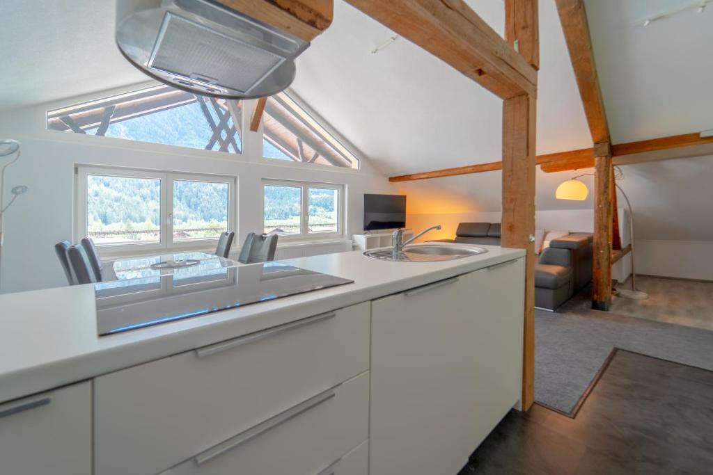 Kuchyň nebo kuchyňský kout v ubytování Urlaubsplatzl Appartements