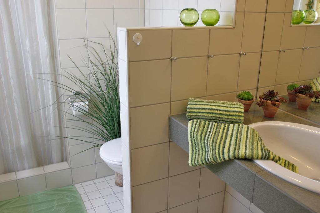 Koupelna v ubytování Apart-Hotel Pension Roßmayer