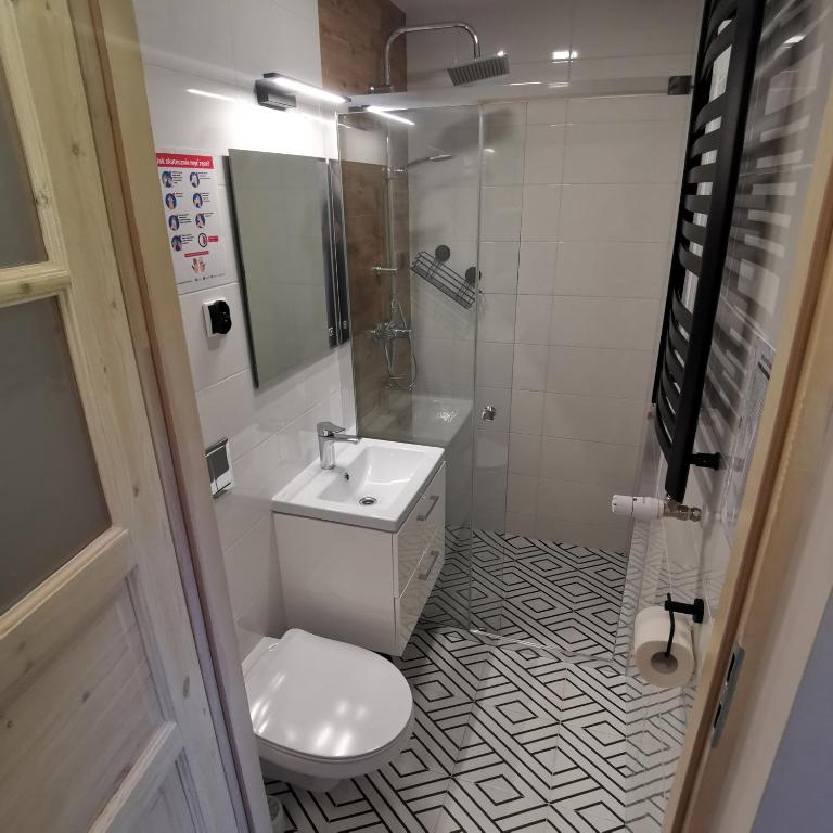 Kúpeľňa v ubytovaní SzSM Hadle Szklarskie