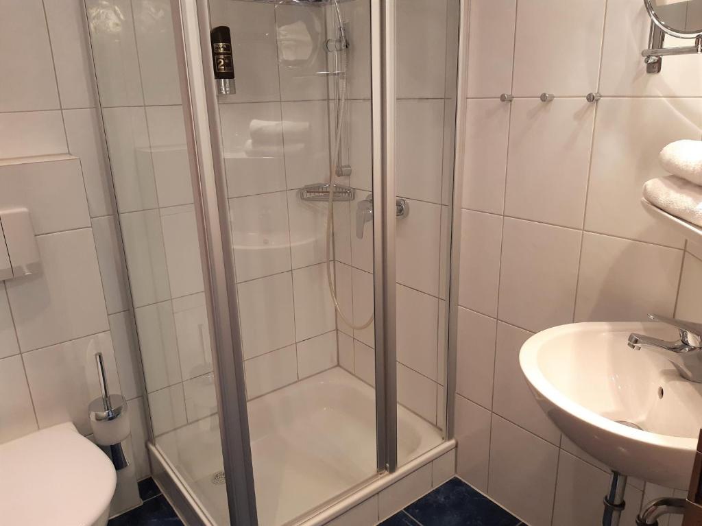 Koupelna v ubytování Schellenberger Hof