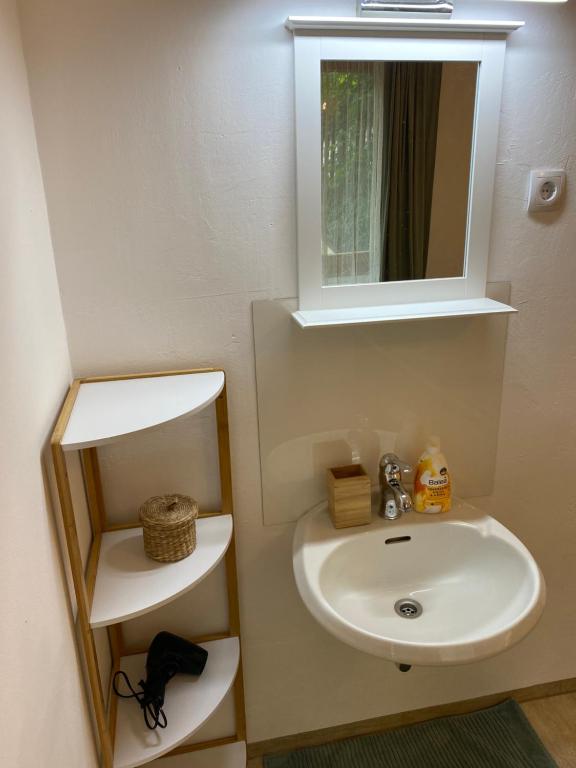 Koupelna v ubytování Appartment Scharleralm