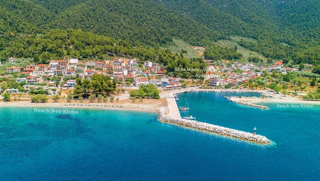 an aerial view of a resort on a beach at Anna Maria - Vanessa Apartments in Neo Klima
