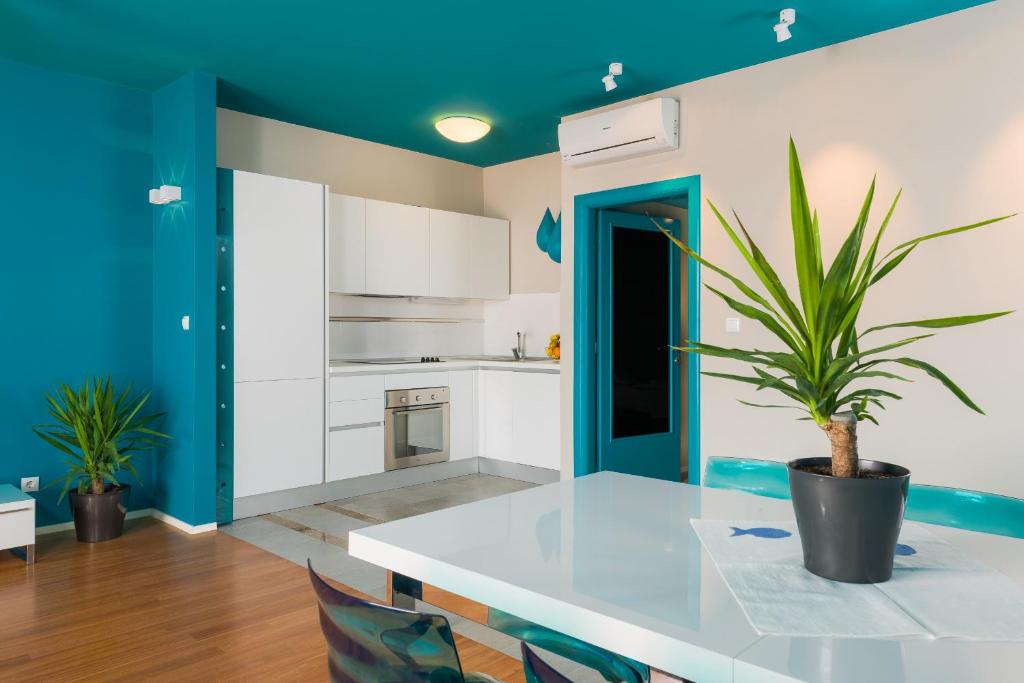 Kuchyň nebo kuchyňský kout v ubytování Apartments Villa Azzurra Bol