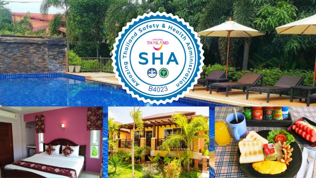 a collage of photos of a resort with a swimming pool at Lanta Riviera Villa Resort - SHA Certified in Ko Lanta