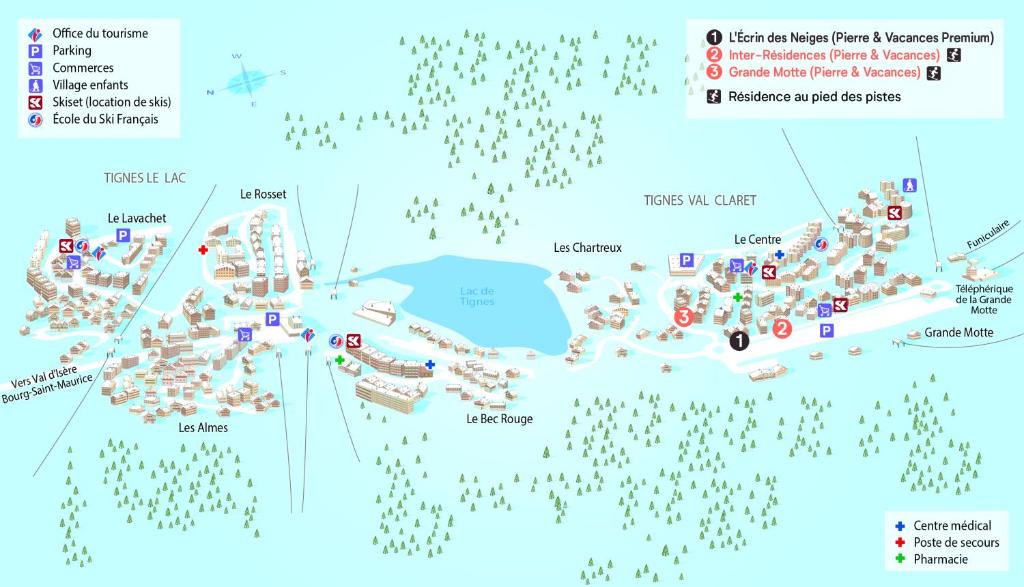 a map of dubrovnik showing the hotels and restaurants at Résidence Pierre & Vacances Inter-Résidences in Tignes