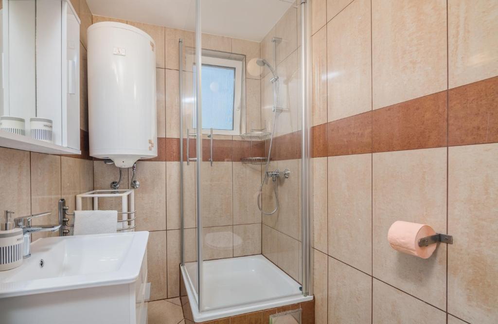 łazienka z prysznicem i umywalką w obiekcie Apartment Dragica Čižići w mieście Čižići