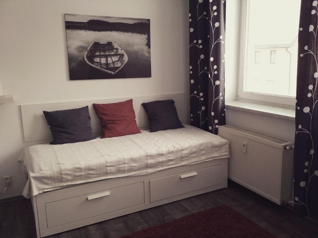 Postel nebo postele na pokoji v ubytování Apartmán Pernink - ubytování v srdci Krušných hor